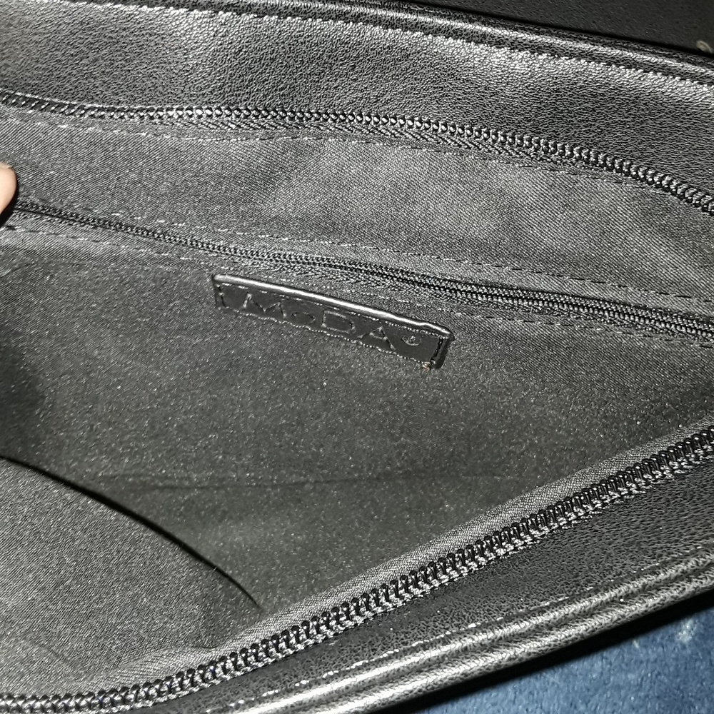 Solid Black Vegan Leather Laser Cut Clutch - Picture 6 of 6